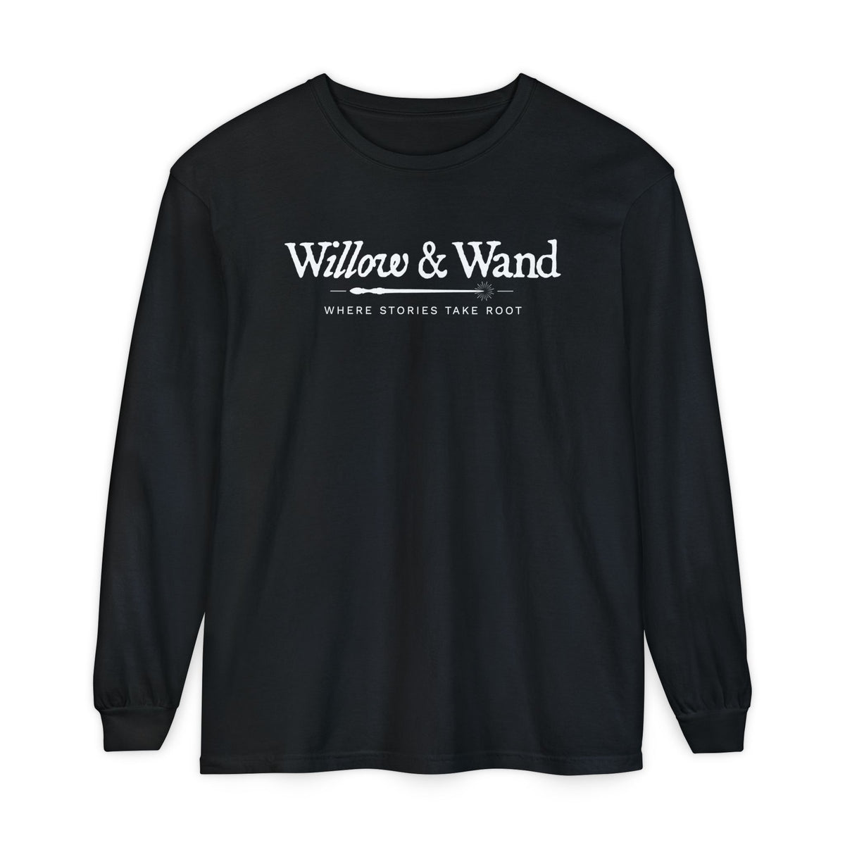 Willow & Wand Long Sleeve T-Shirt — "Where Stories Take Root" Literary Tee