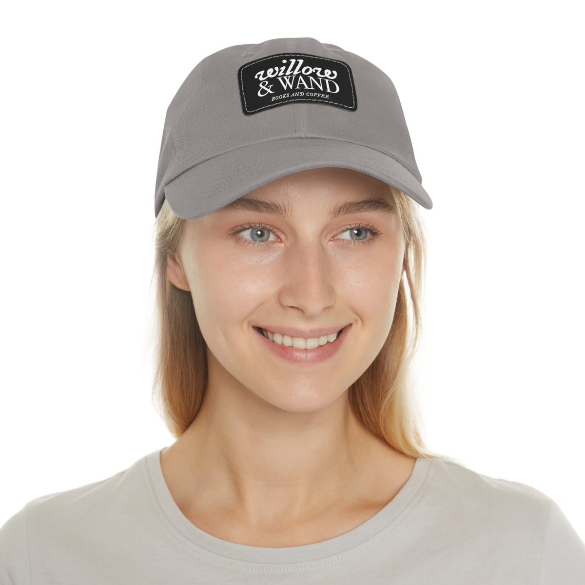 Willow & Wand Leather Patch Dad Hat — Coffee Shop Retro Logo Cap