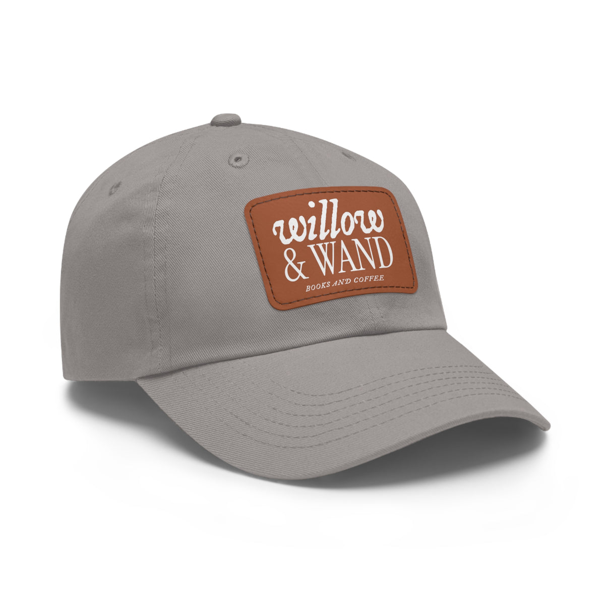 Willow & Wand Leather Patch Dad Hat — Coffee Shop Retro Logo Cap