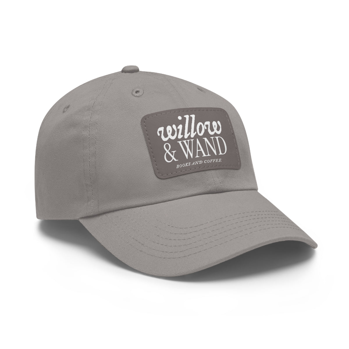Willow & Wand Leather Patch Dad Hat — Coffee Shop Retro Logo Cap