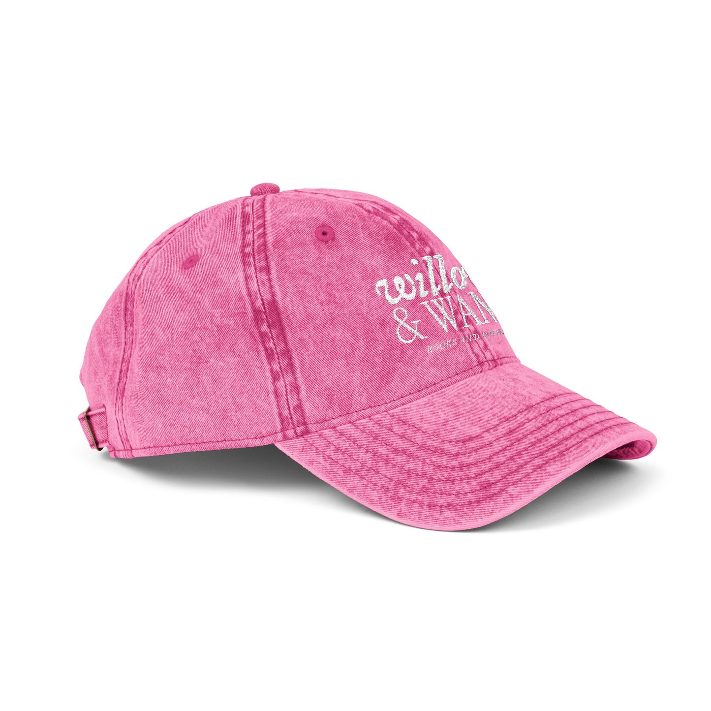 Embroidered Vintage Baseball Cap — "willow & WAND" Red Washed Hat