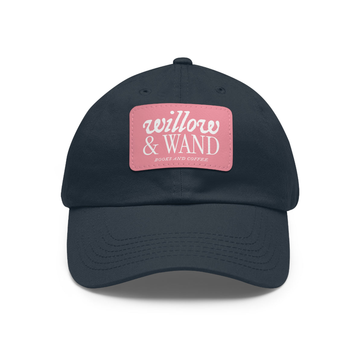 Willow & Wand Leather Patch Dad Hat — Coffee Shop Retro Logo Cap
