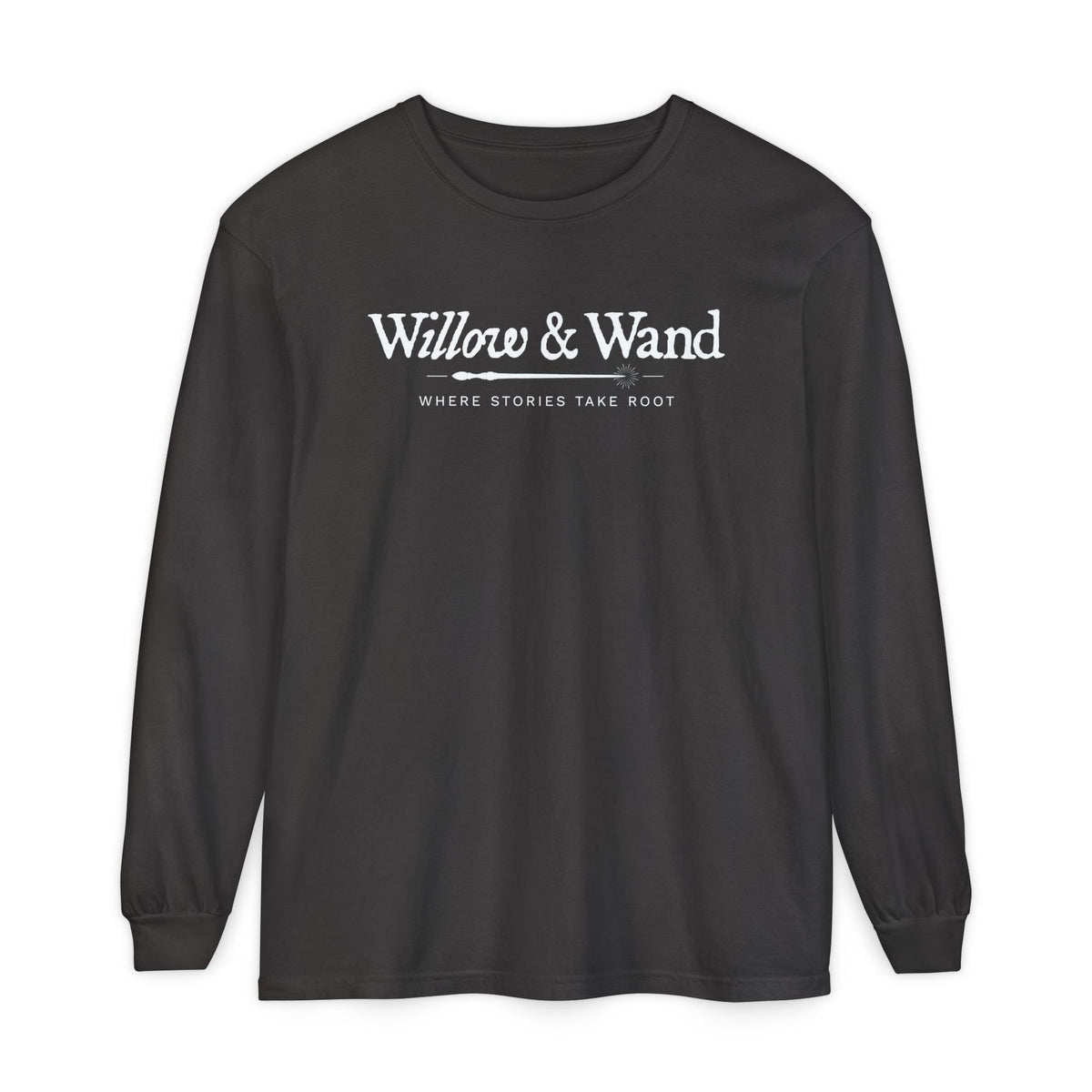Willow & Wand Long Sleeve T-Shirt — "Where Stories Take Root" Literary Tee