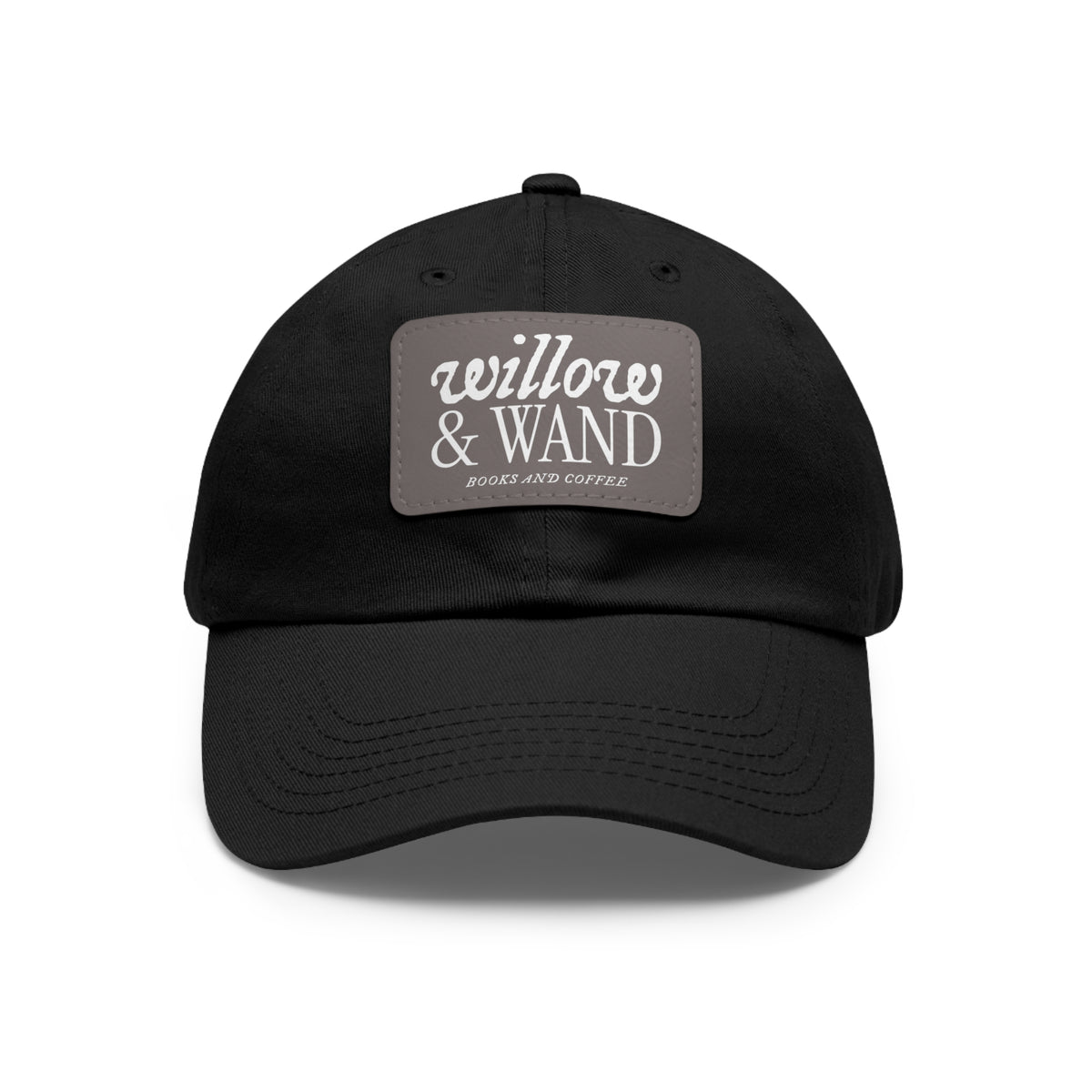 Willow & Wand Leather Patch Dad Hat — Coffee Shop Retro Logo Cap