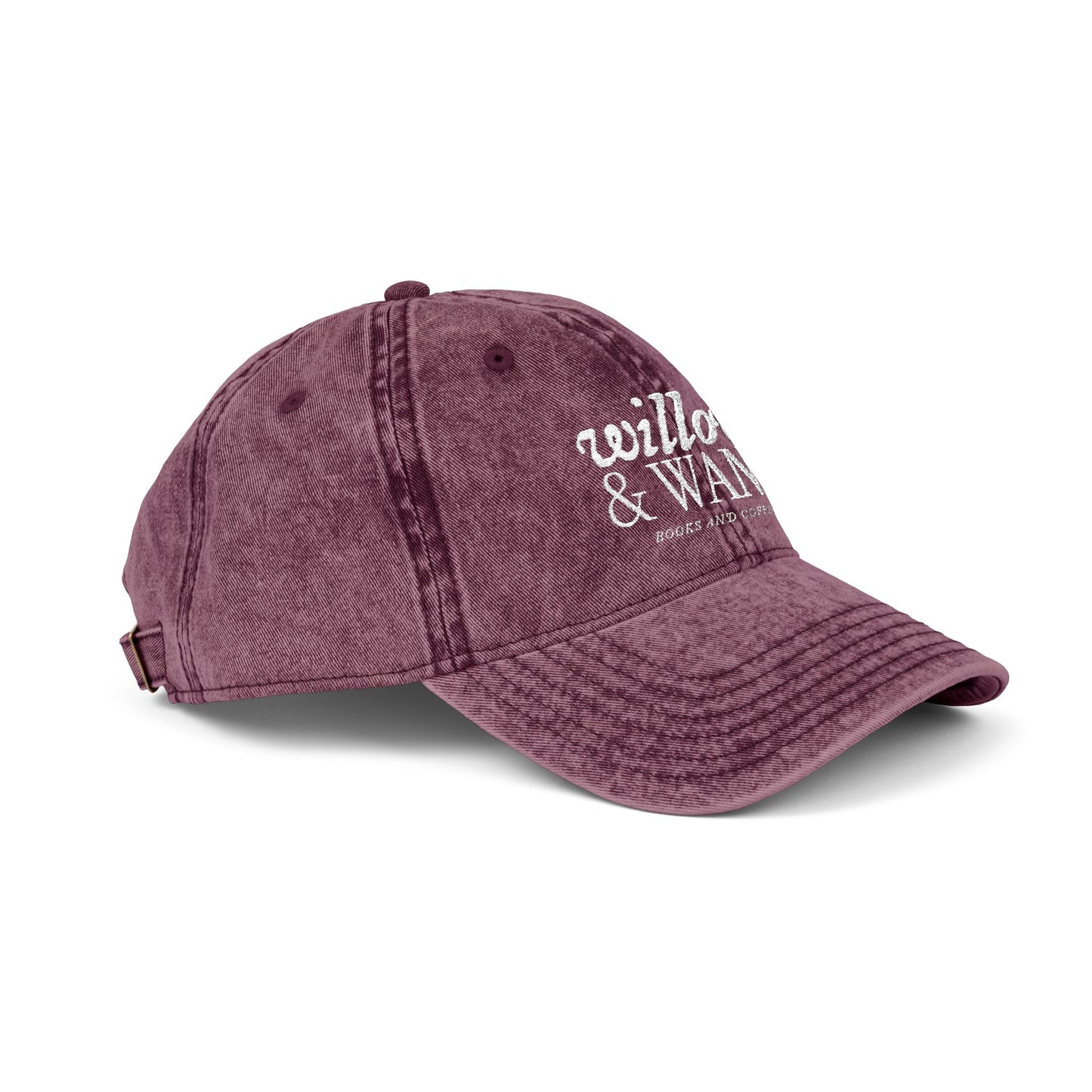 Embroidered Vintage Baseball Cap — "willow & WAND" Red Washed Hat