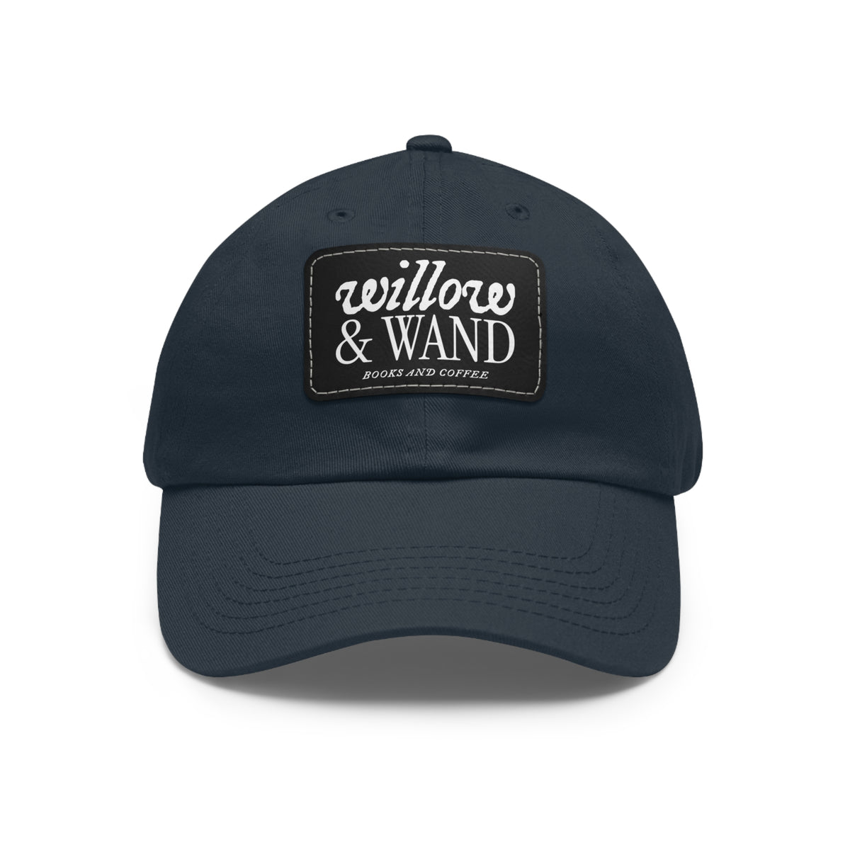Willow & Wand Leather Patch Dad Hat — Coffee Shop Retro Logo Cap