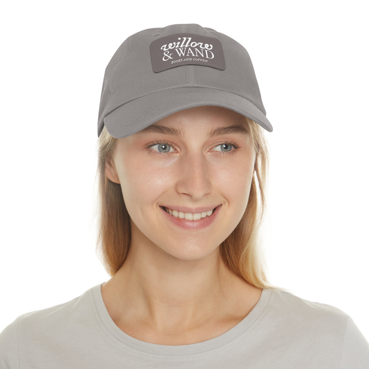 Willow & Wand Leather Patch Dad Hat — Coffee Shop Retro Logo Cap