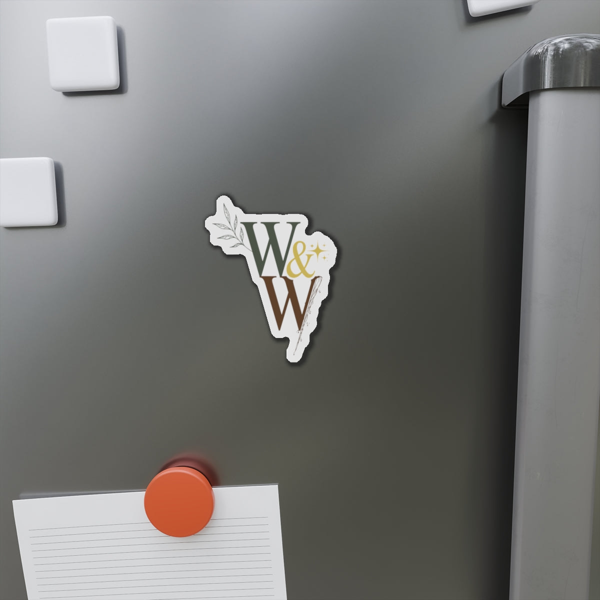 W & W Die-Cut Magnet — Botanical Initials Decorative Fridge Magnet