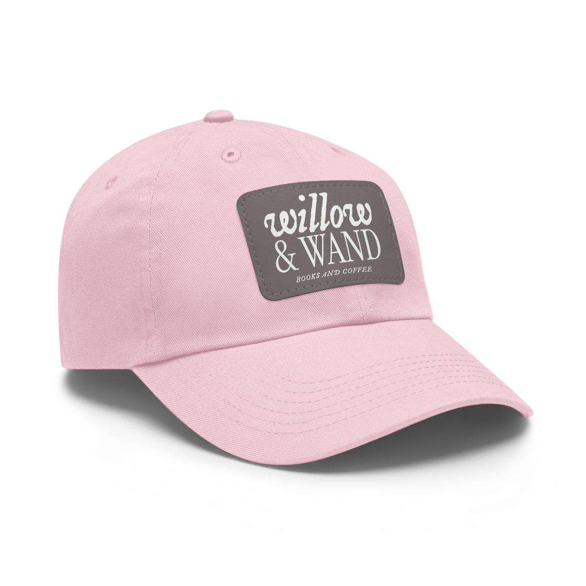 Willow & Wand Leather Patch Dad Hat — Coffee Shop Retro Logo Cap