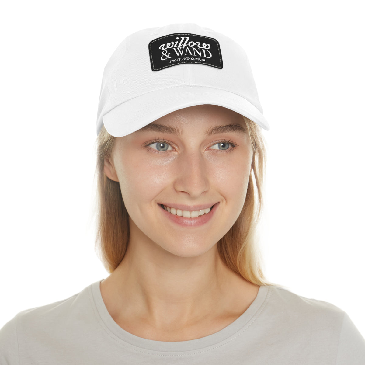 Willow & Wand Leather Patch Dad Hat — Coffee Shop Retro Logo Cap