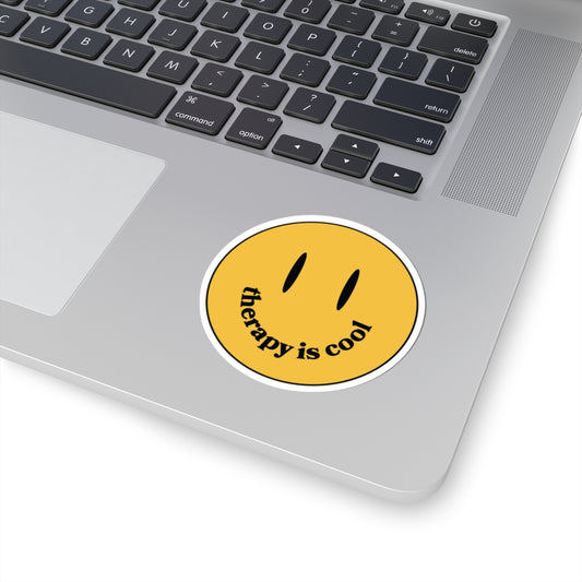 Therapy Is Cool Smiley Face Sticker