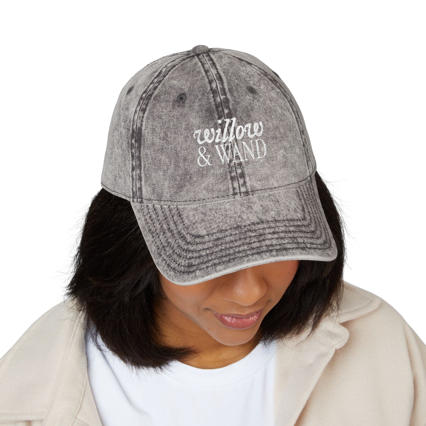 Embroidered Vintage Baseball Cap — "willow & WAND" Red Washed Hat