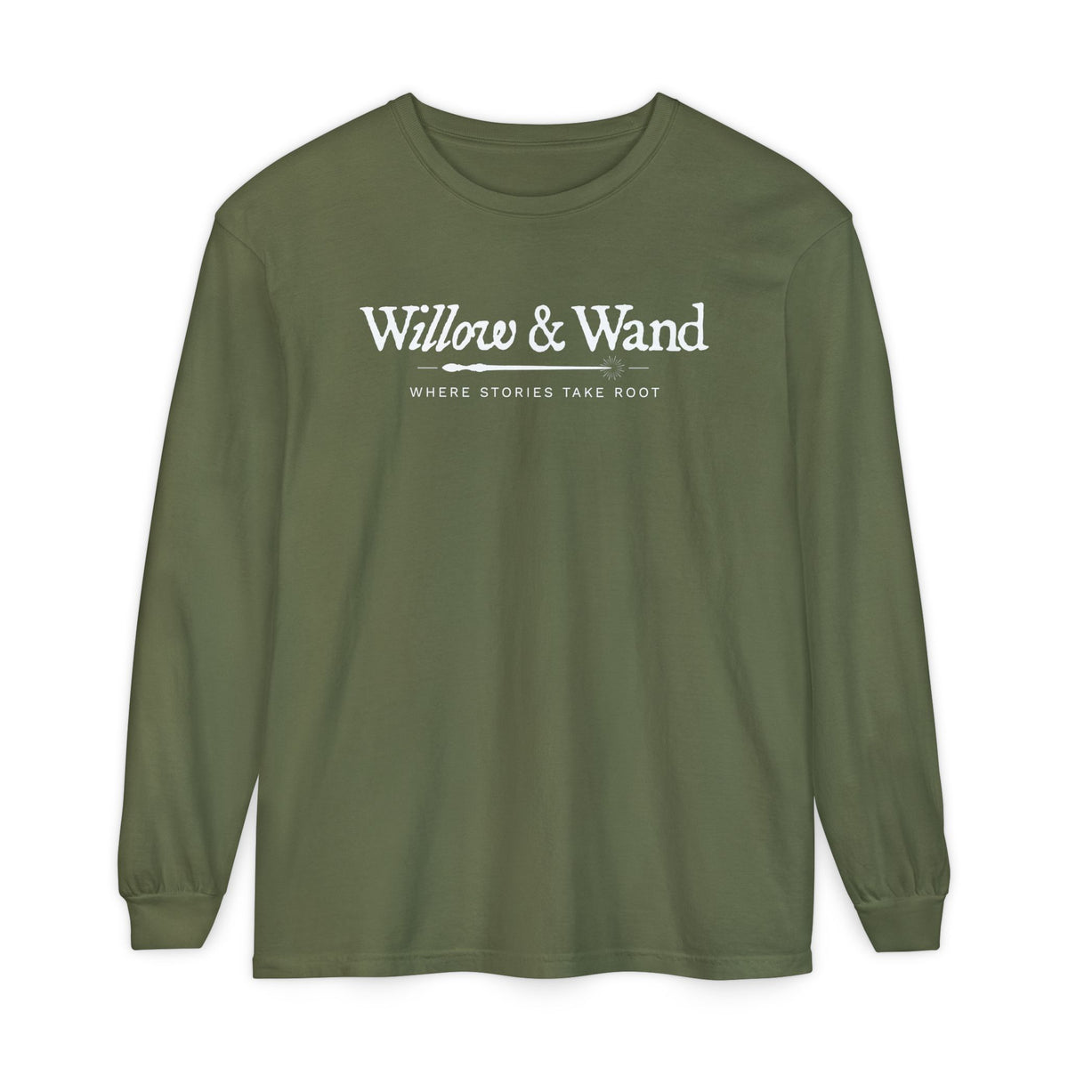 Willow & Wand Long Sleeve T-Shirt — "Where Stories Take Root" Literary Tee