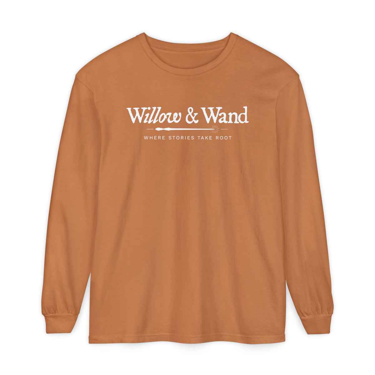 Willow & Wand Long Sleeve T-Shirt — "Where Stories Take Root" Literary Tee