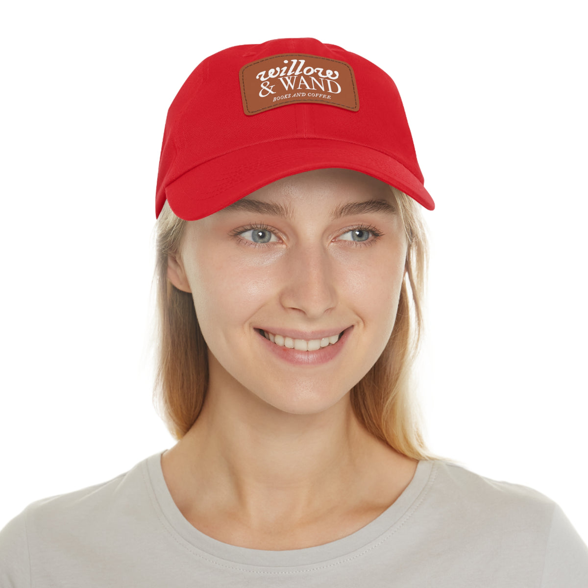Willow & Wand Leather Patch Dad Hat — Coffee Shop Retro Logo Cap