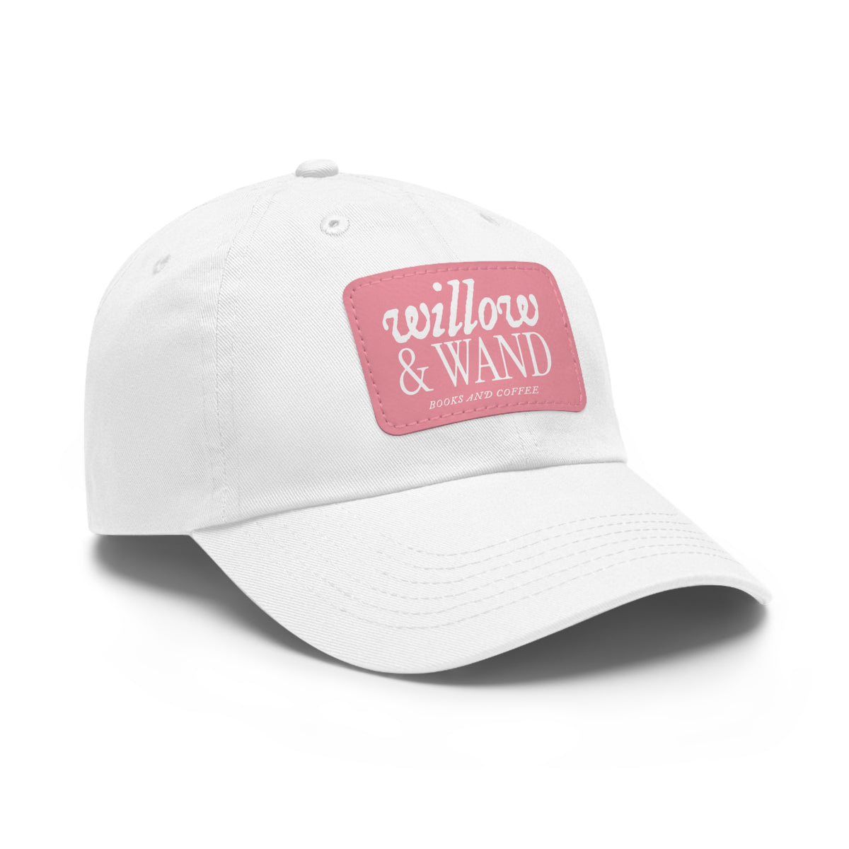 Willow & Wand Leather Patch Dad Hat — Coffee Shop Retro Logo Cap