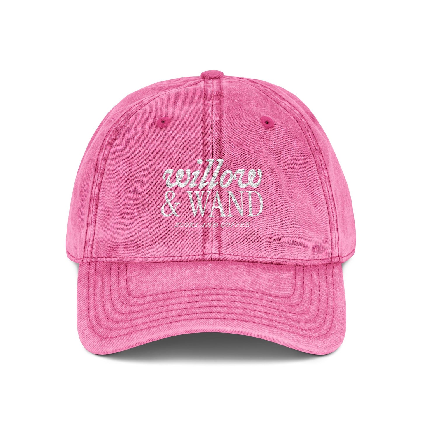 Embroidered Vintage Baseball Cap — "willow & WAND" Red Washed Hat