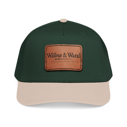 Willow & Wand Logo Leather Patch Baseball Cap — Mid Profile Wool Blend Hat