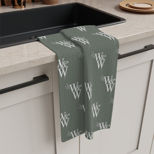 Monogrammed 'W' Repeat Microfiber Tea Towel