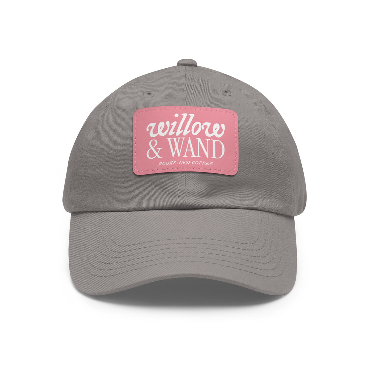 Willow & Wand Leather Patch Dad Hat — Coffee Shop Retro Logo Cap