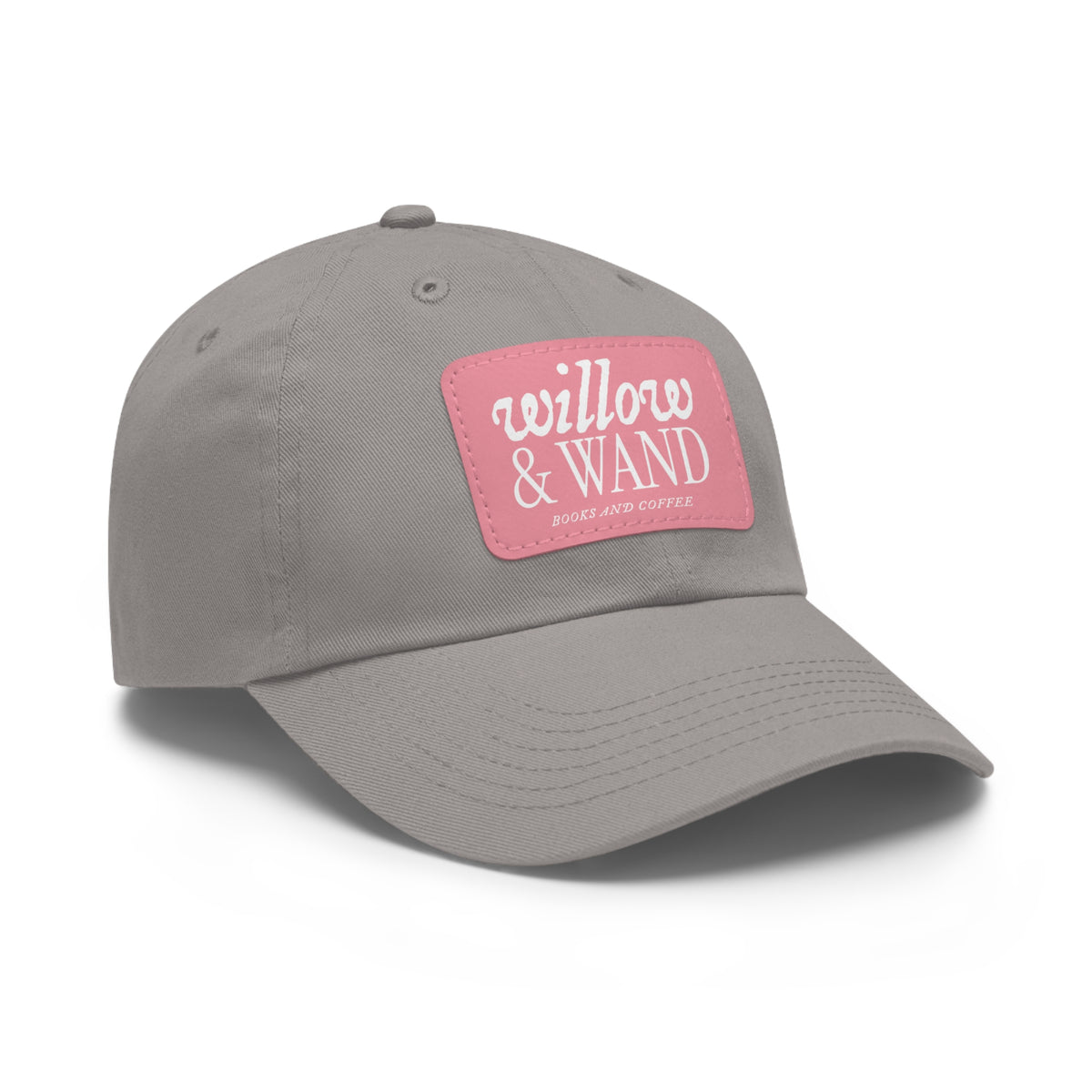 Willow & Wand Leather Patch Dad Hat — Coffee Shop Retro Logo Cap
