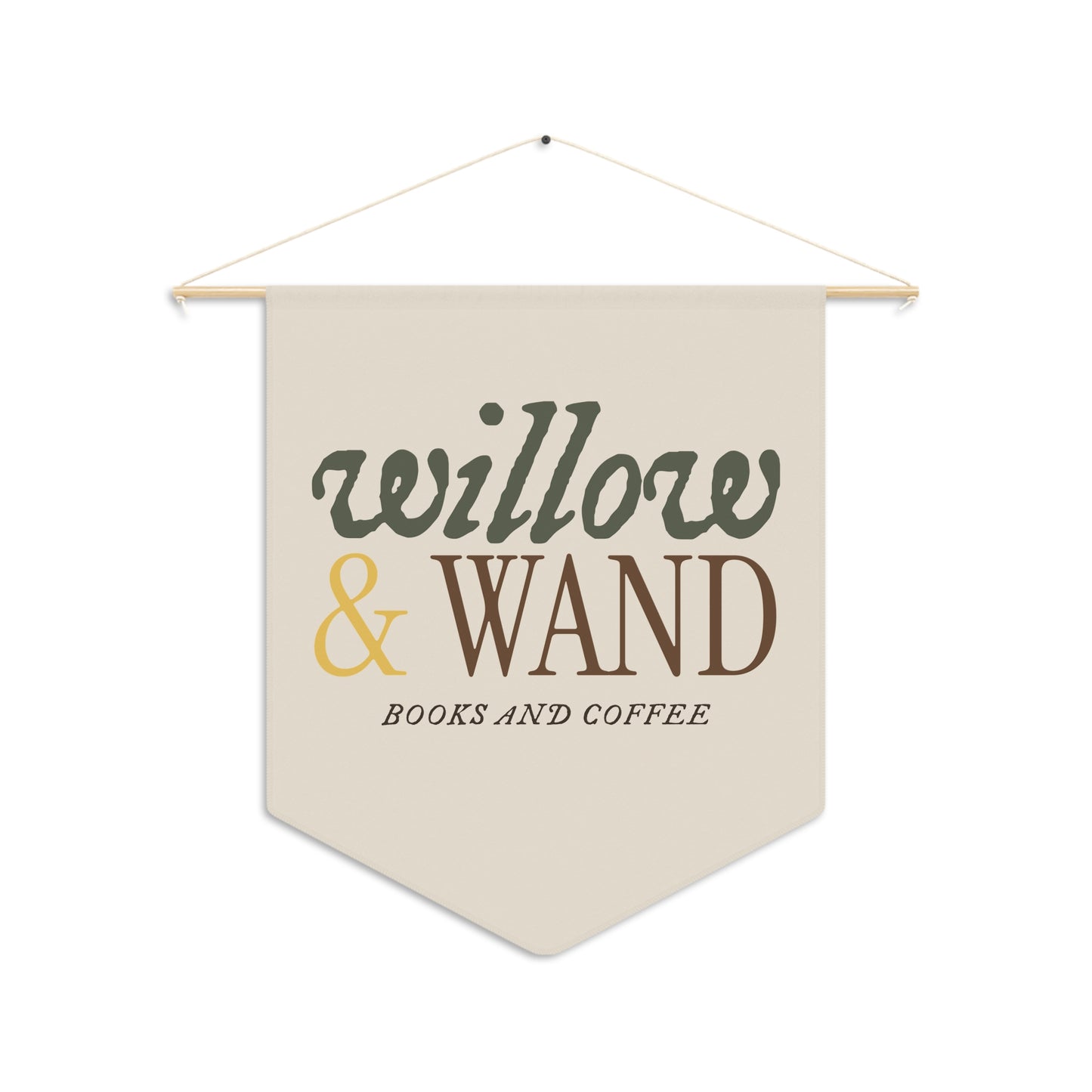 Willow & Wand Books and Coffee Pennant — Cozy Café & Bookshop Banner