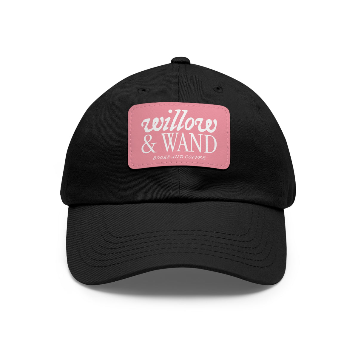 Willow & Wand Leather Patch Dad Hat — Coffee Shop Retro Logo Cap