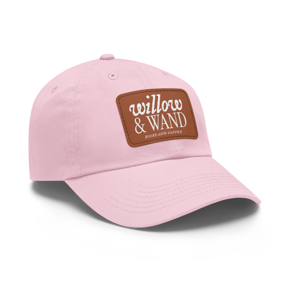 Willow & Wand Leather Patch Dad Hat — Coffee Shop Retro Logo Cap