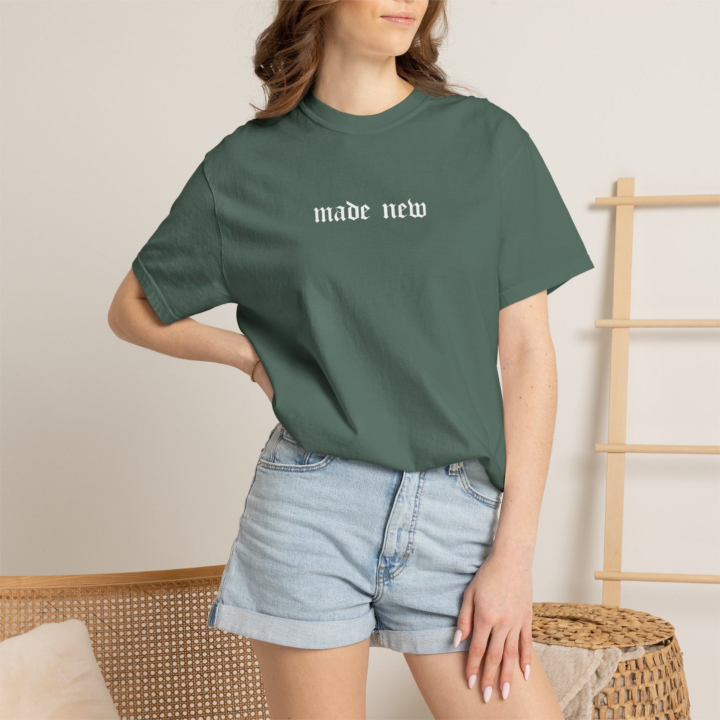Embroidered “Made New” Christian T-Shirt — Stylish Oversized Tee