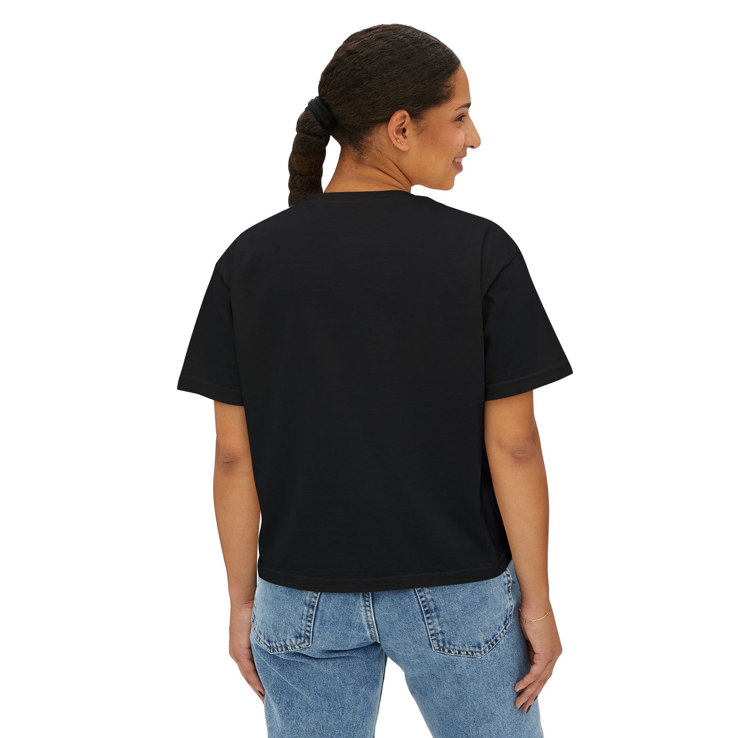 Boxy Women's Tee — Minimal White 'Willow & Wand' Logo