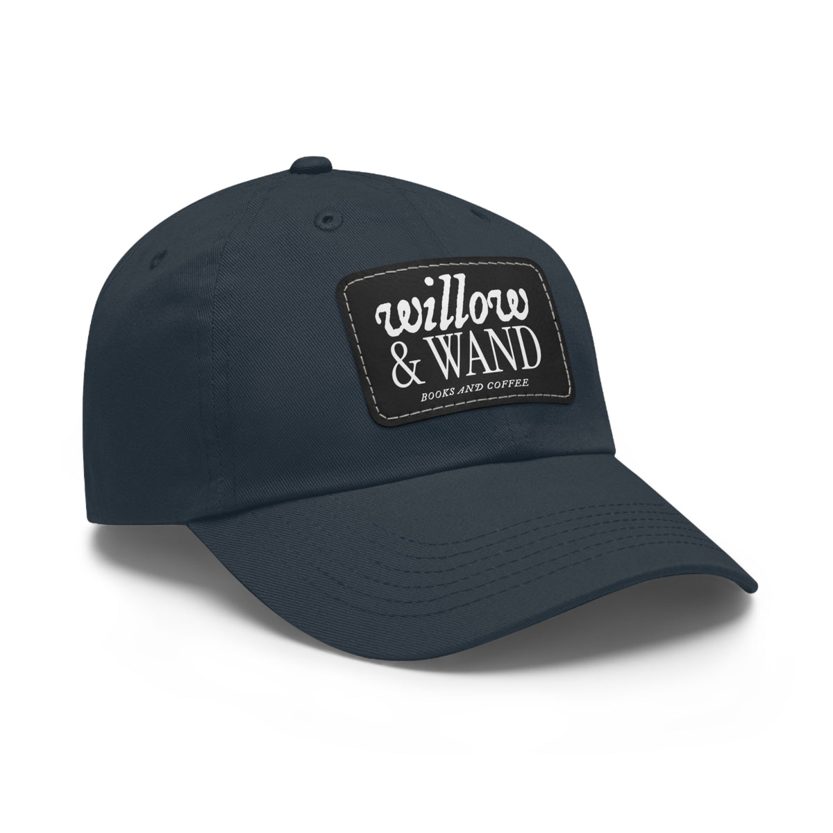 Willow & Wand Leather Patch Dad Hat — Coffee Shop Retro Logo Cap
