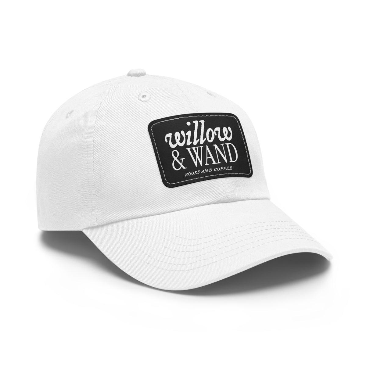 Willow & Wand Leather Patch Dad Hat — Coffee Shop Retro Logo Cap