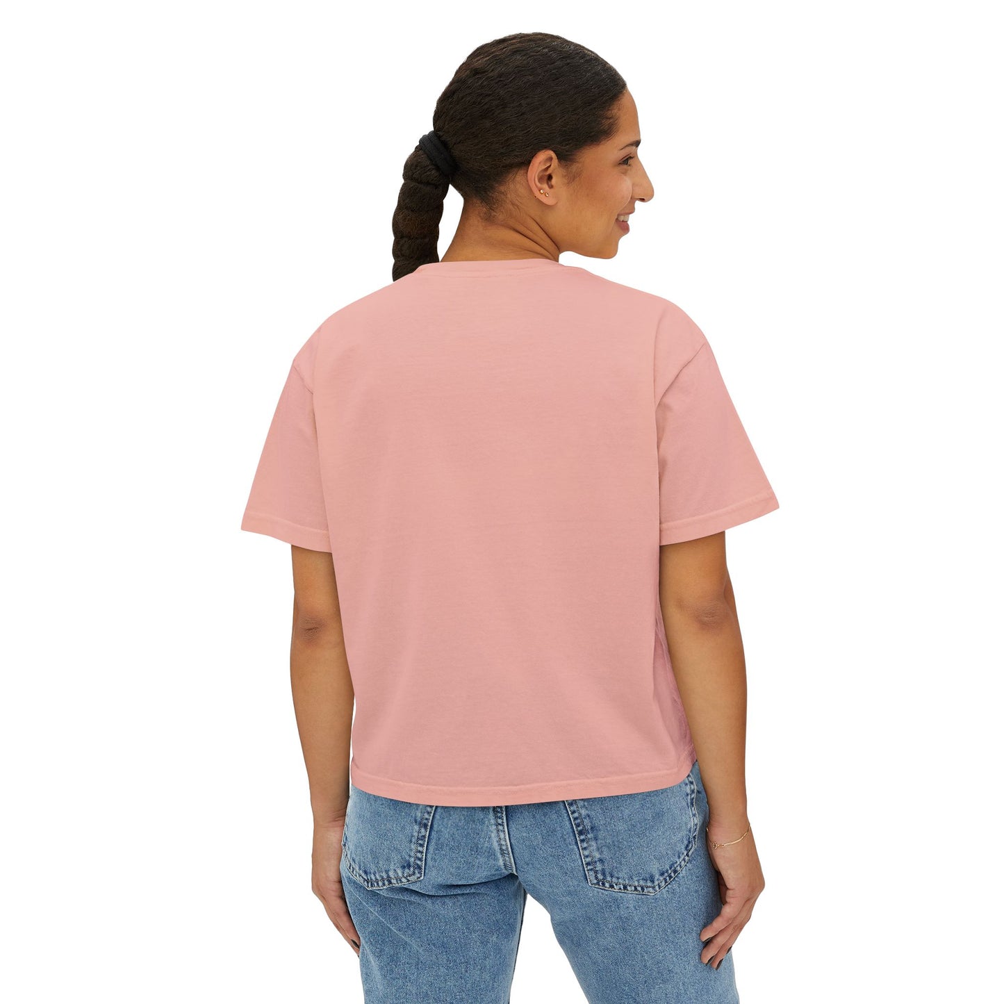 Boxy Women's Tee — Minimal White 'Willow & Wand' Logo