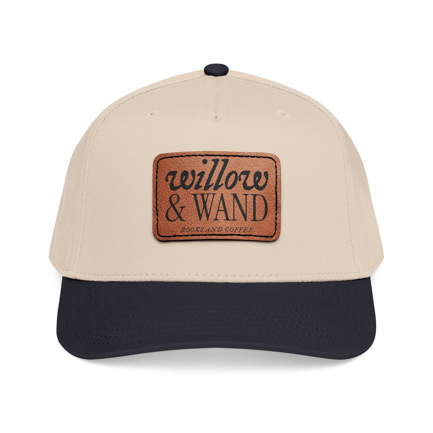 Willow & Wand Leather Patch Baseball Cap — Mid-Profile Two-Tone Hat