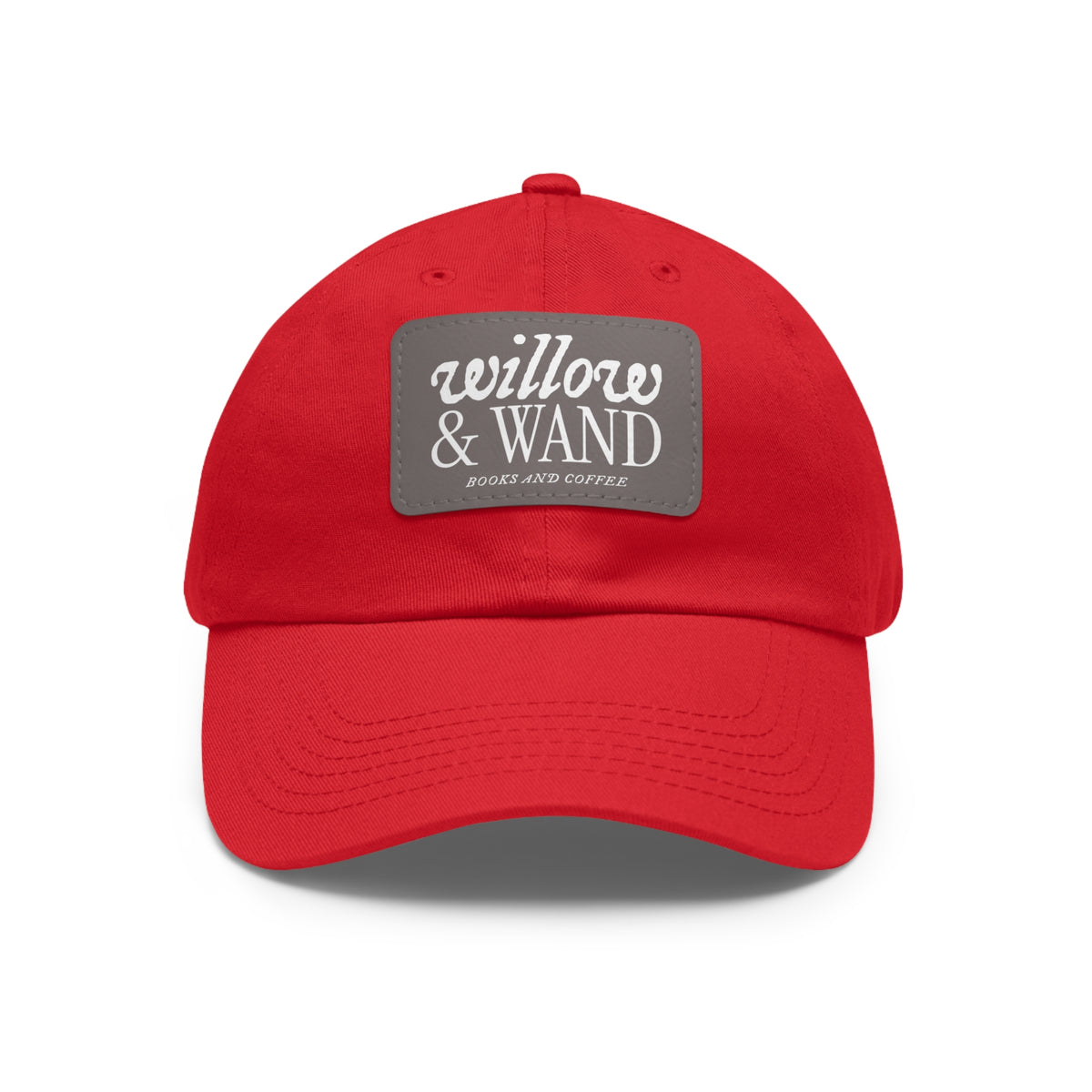 Willow & Wand Leather Patch Dad Hat — Coffee Shop Retro Logo Cap