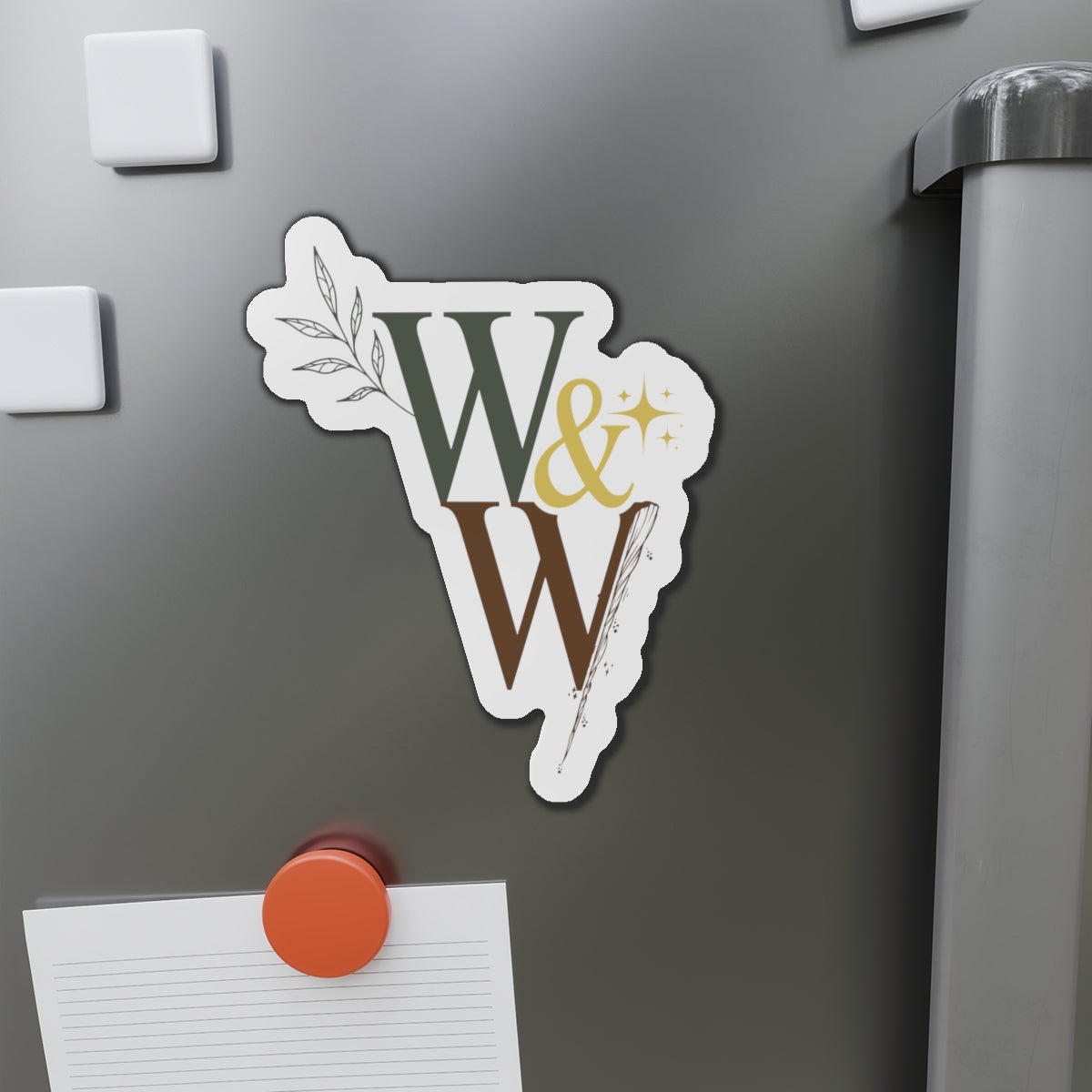 W & W Die-Cut Magnet — Botanical Initials Decorative Fridge Magnet