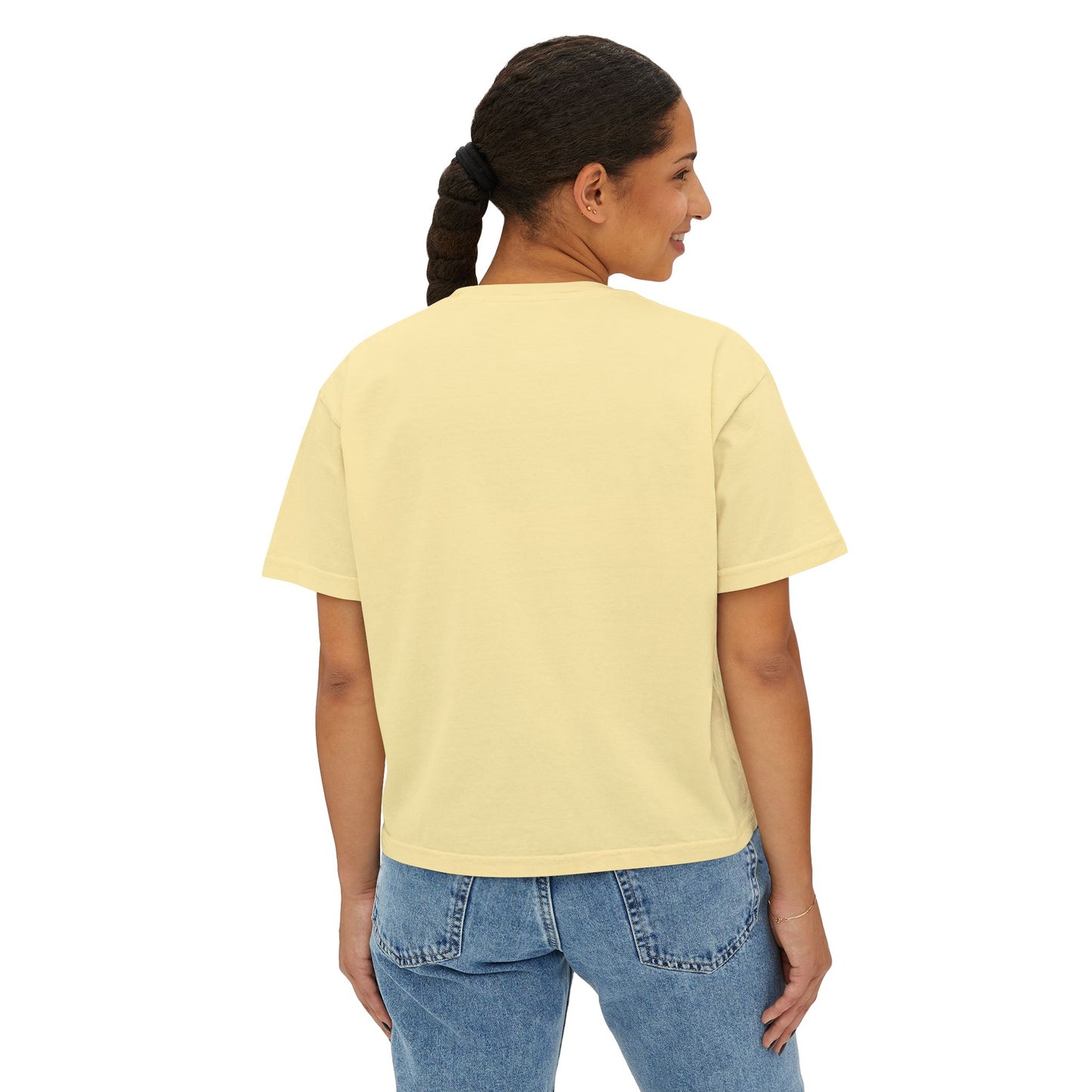 Boxy Women's Tee — Minimal White 'Willow & Wand' Logo