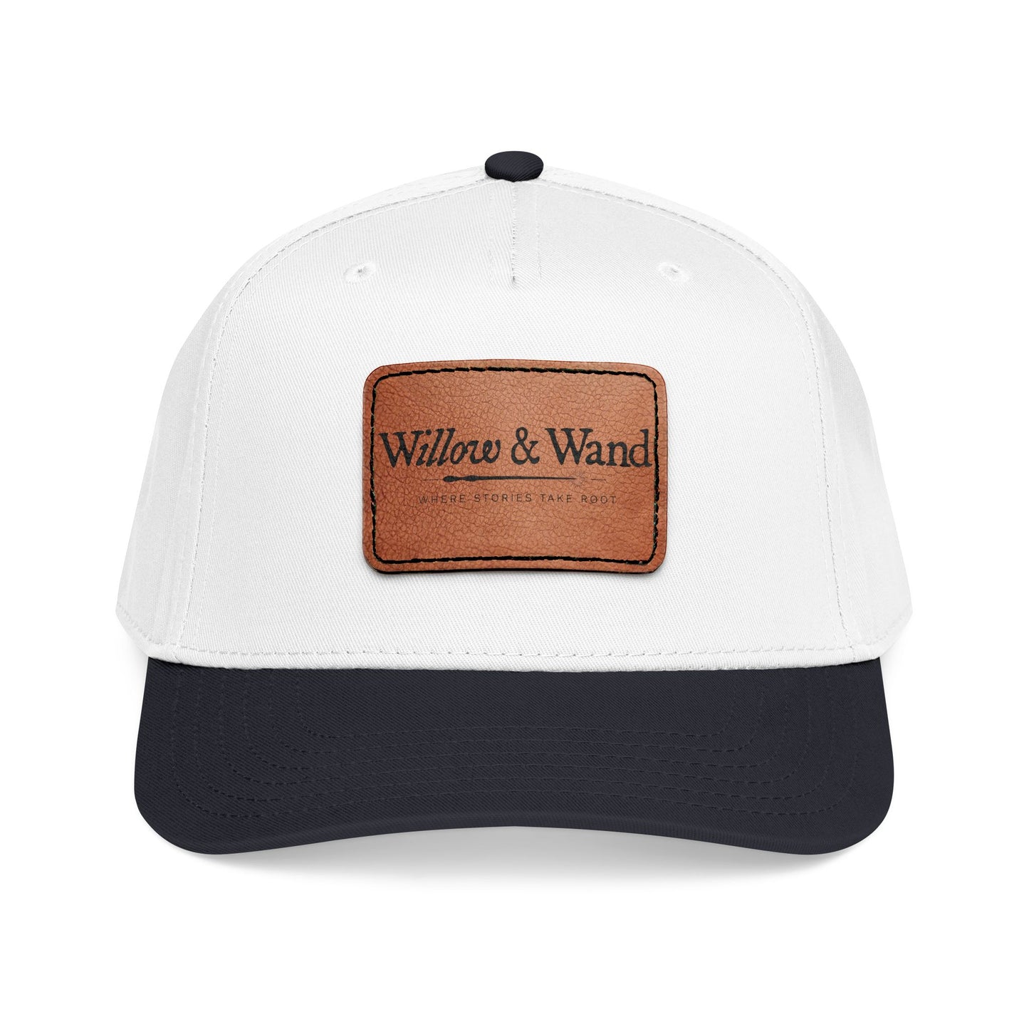 Willow & Wand Logo Leather Patch Baseball Cap — Mid Profile Wool Blend Hat