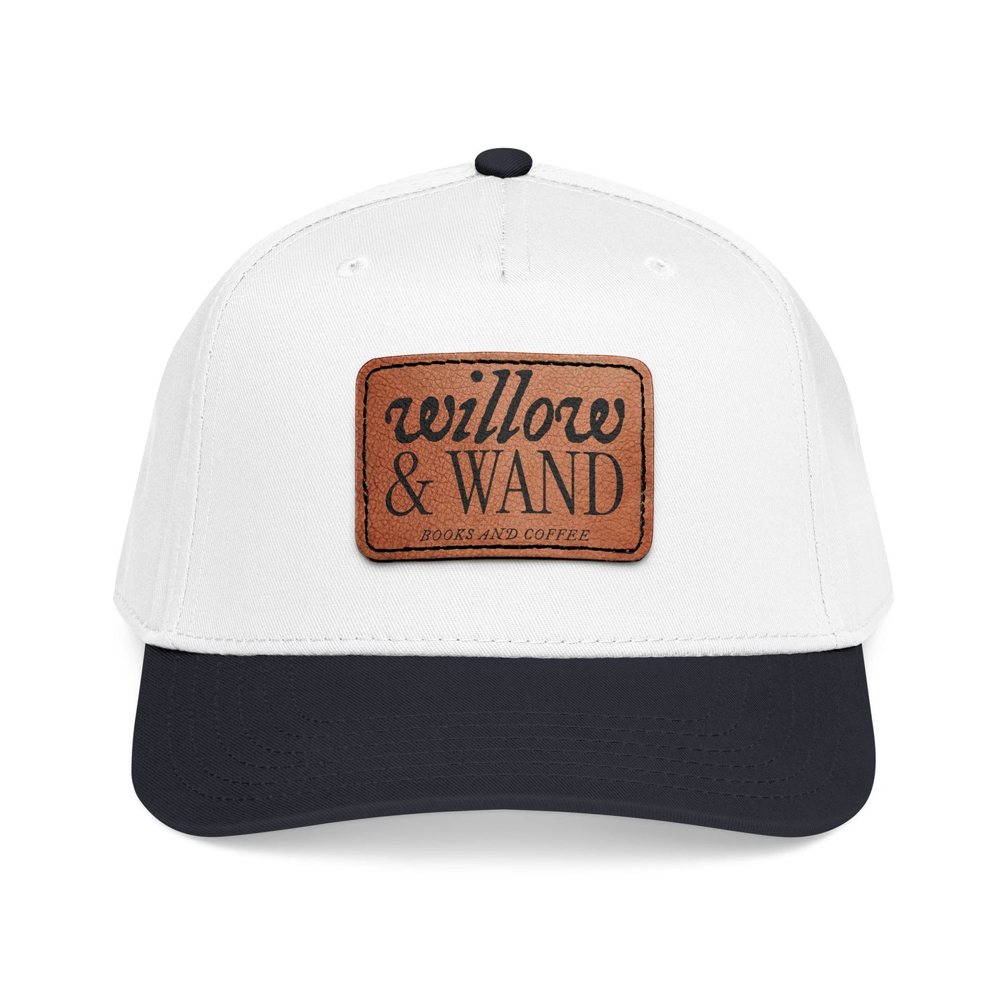 Willow & Wand Leather Patch Baseball Cap — Mid-Profile Two-Tone Hat