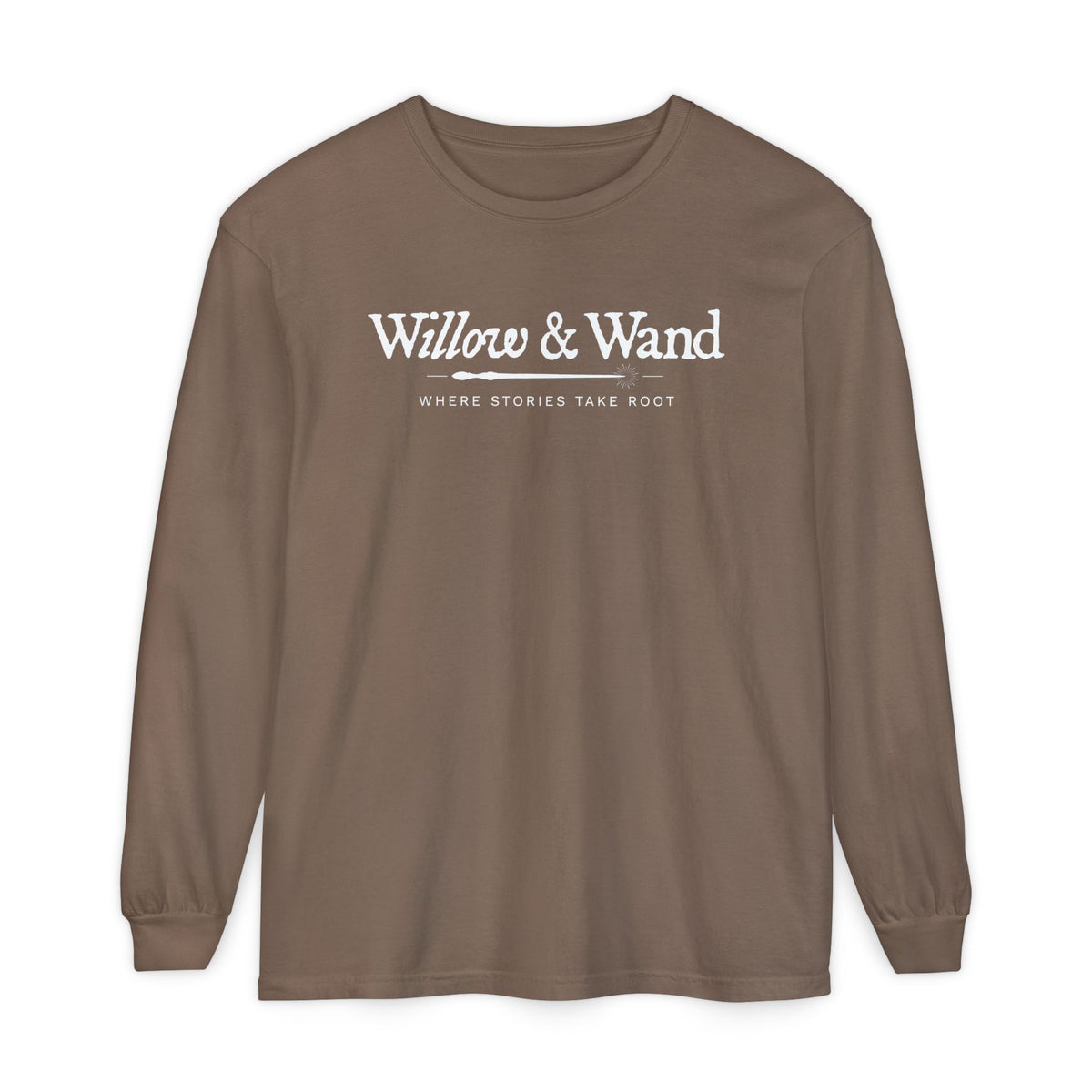 Willow & Wand Long Sleeve T-Shirt — "Where Stories Take Root" Literary Tee
