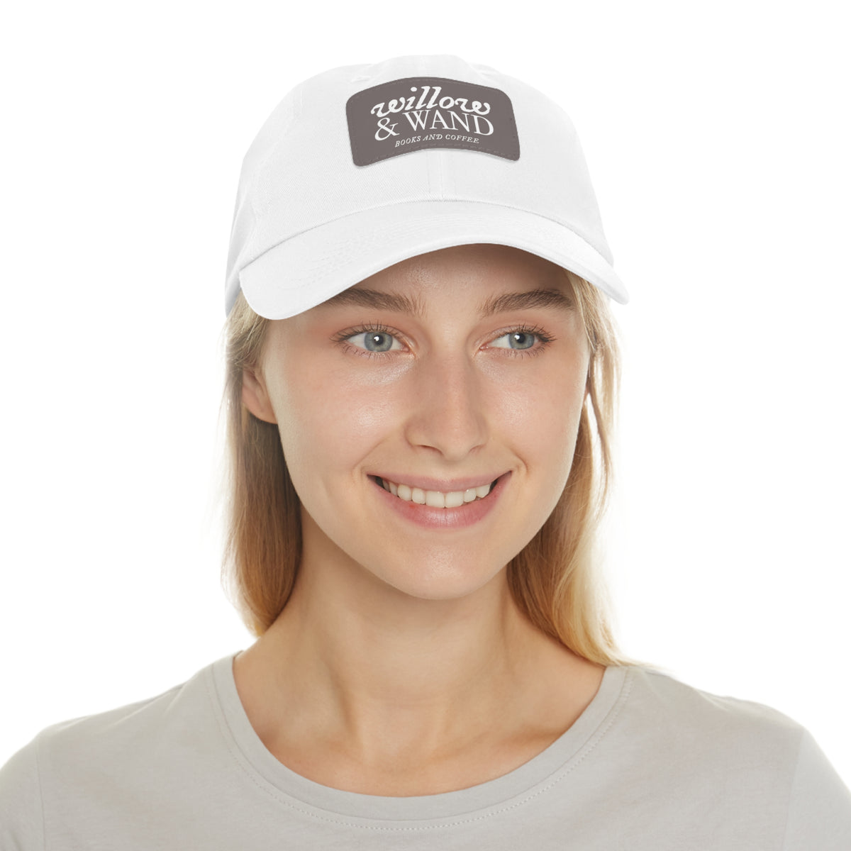 Willow & Wand Leather Patch Dad Hat — Coffee Shop Retro Logo Cap
