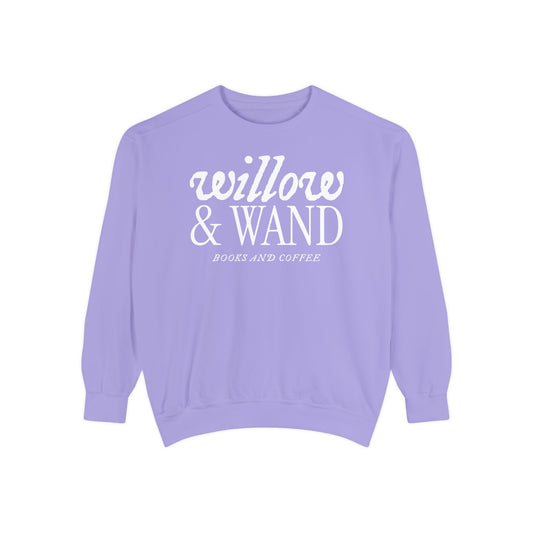 Willow & Wand Comfort Colors Sweatshirt — 'Willow & Wand: Books and Coffee' Garment-Dyed Pullover