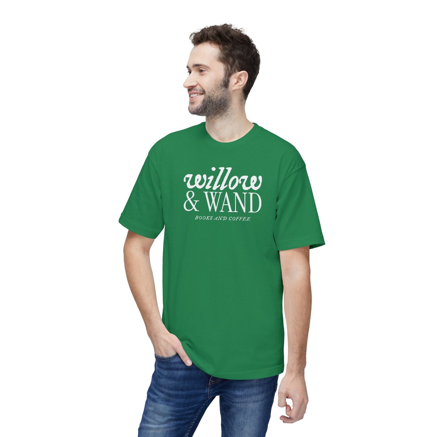 Midweight T‑Shirt — "Willow & Wand: Books and Coffee" Graphic Tee