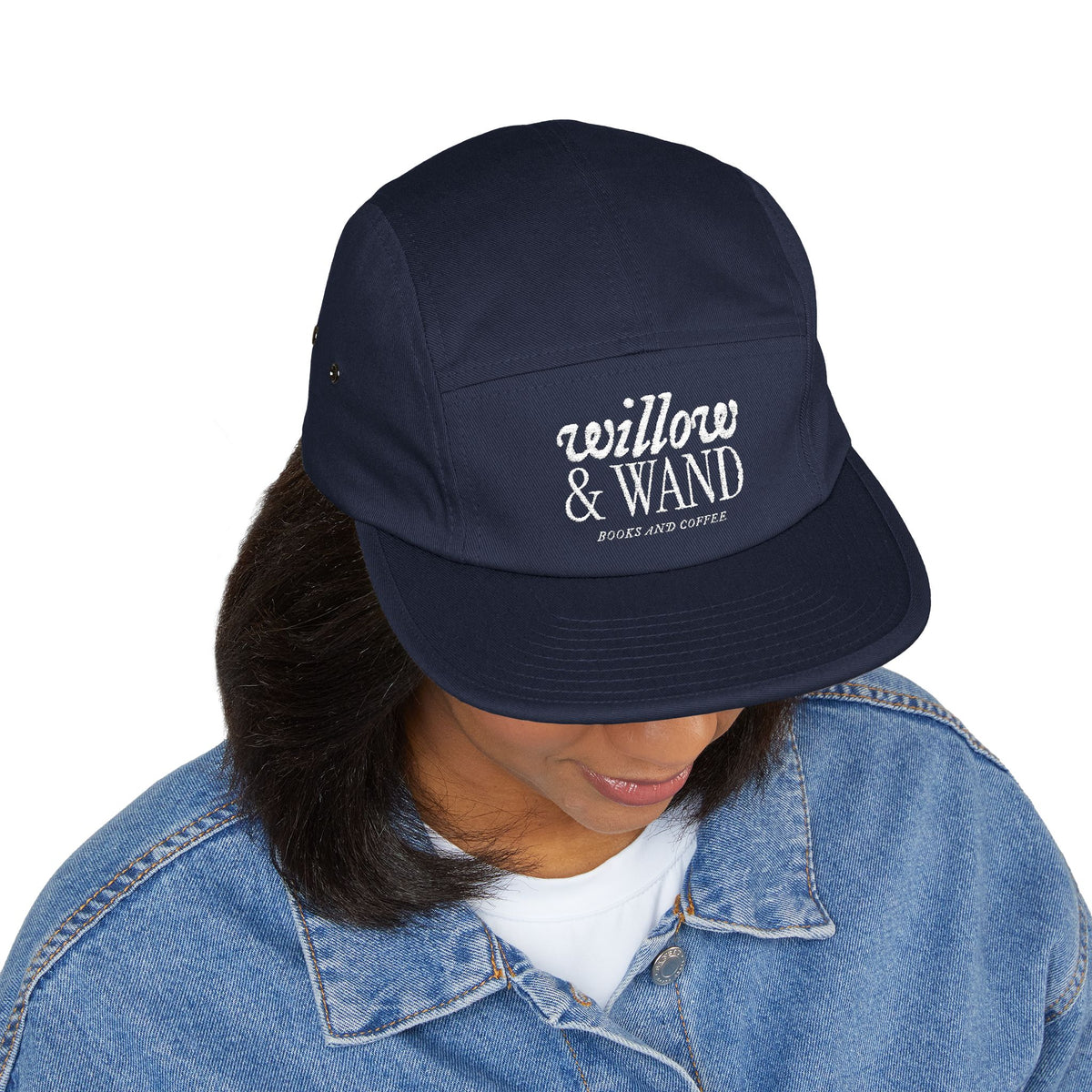 Willow & Wand Embroidered 5-Panel Cap – Casual Tan Hat with Script Logo
