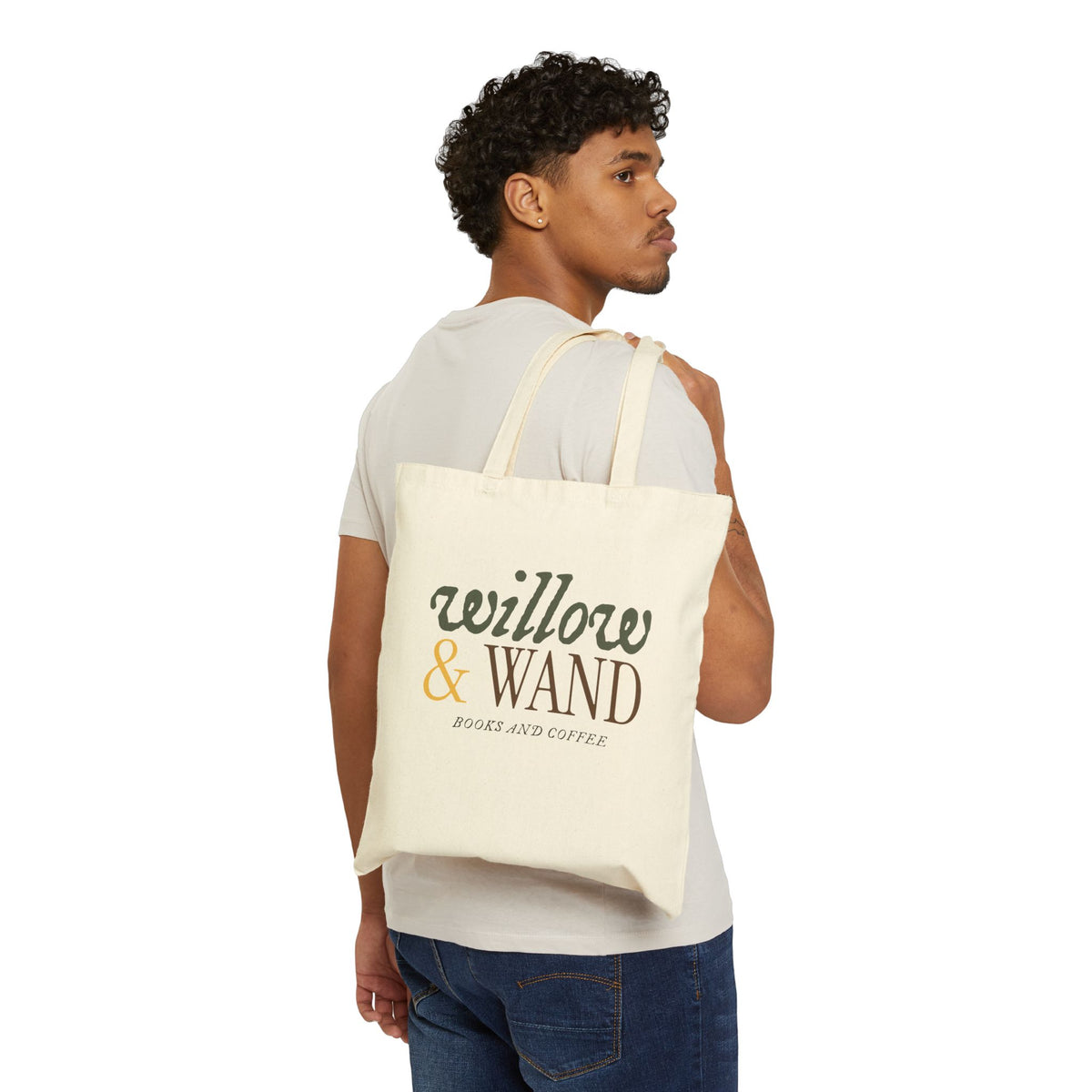 Willow & Wand Cotton Tote Bag – Books & Coffee Canvas Shopper