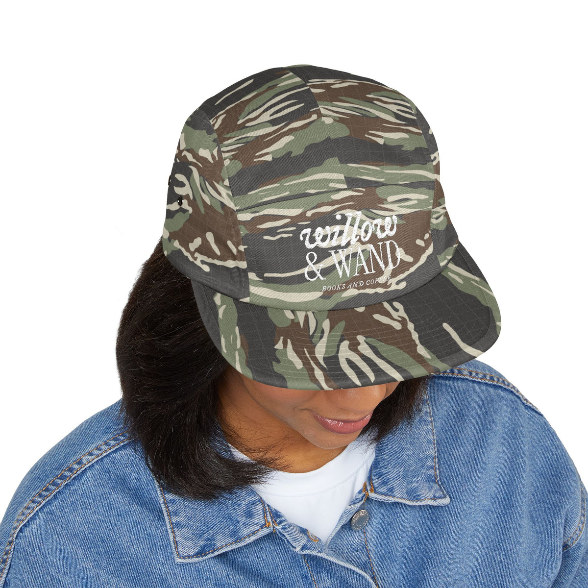 Willow & Wand Embroidered 5-Panel Cap – Casual Tan Hat with Script Logo