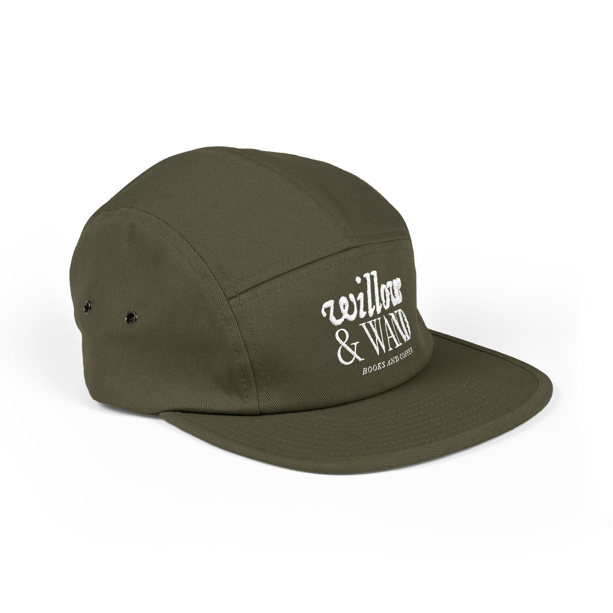 Willow & Wand Embroidered 5-Panel Cap – Casual Tan Hat with Script Logo
