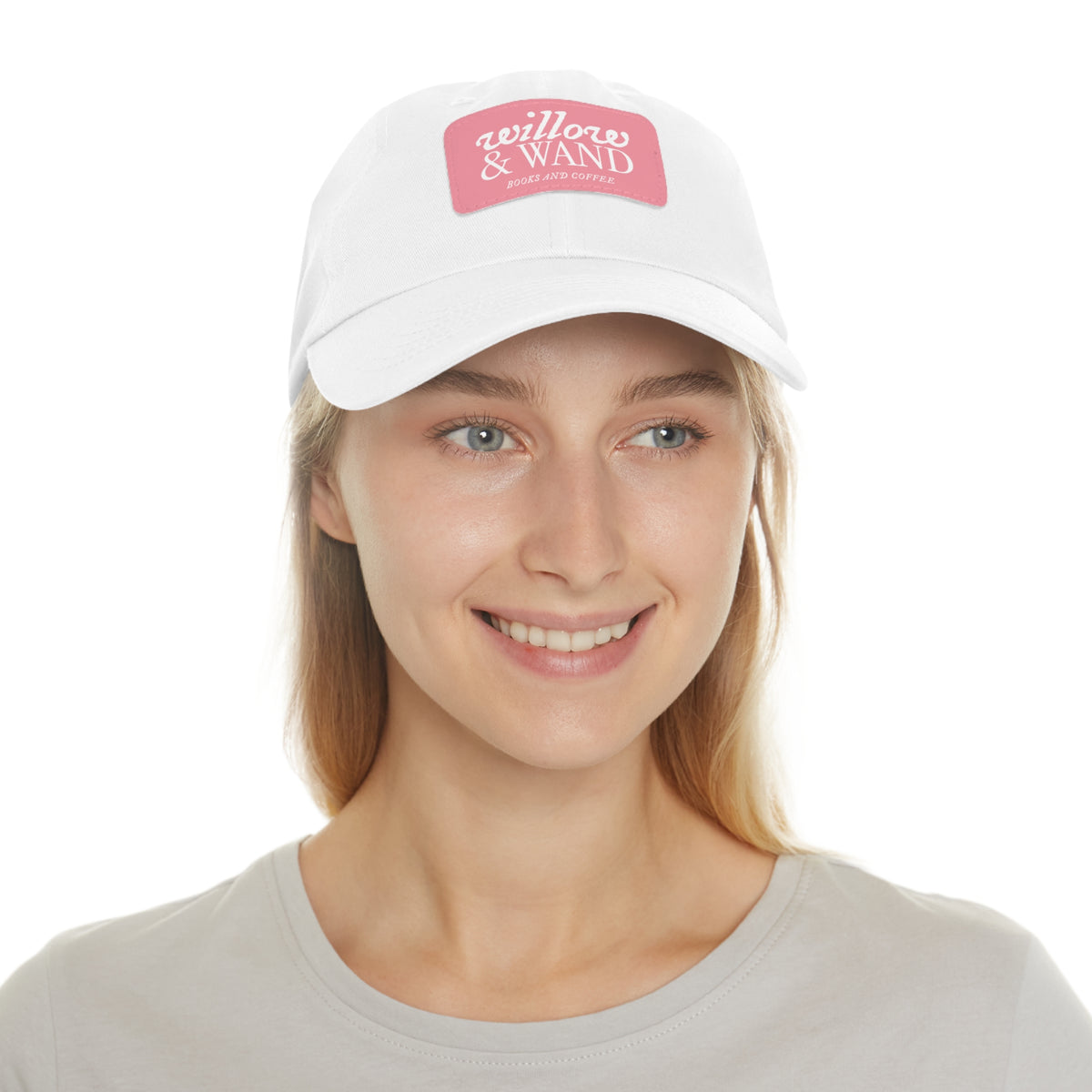 Willow & Wand Leather Patch Dad Hat — Coffee Shop Retro Logo Cap