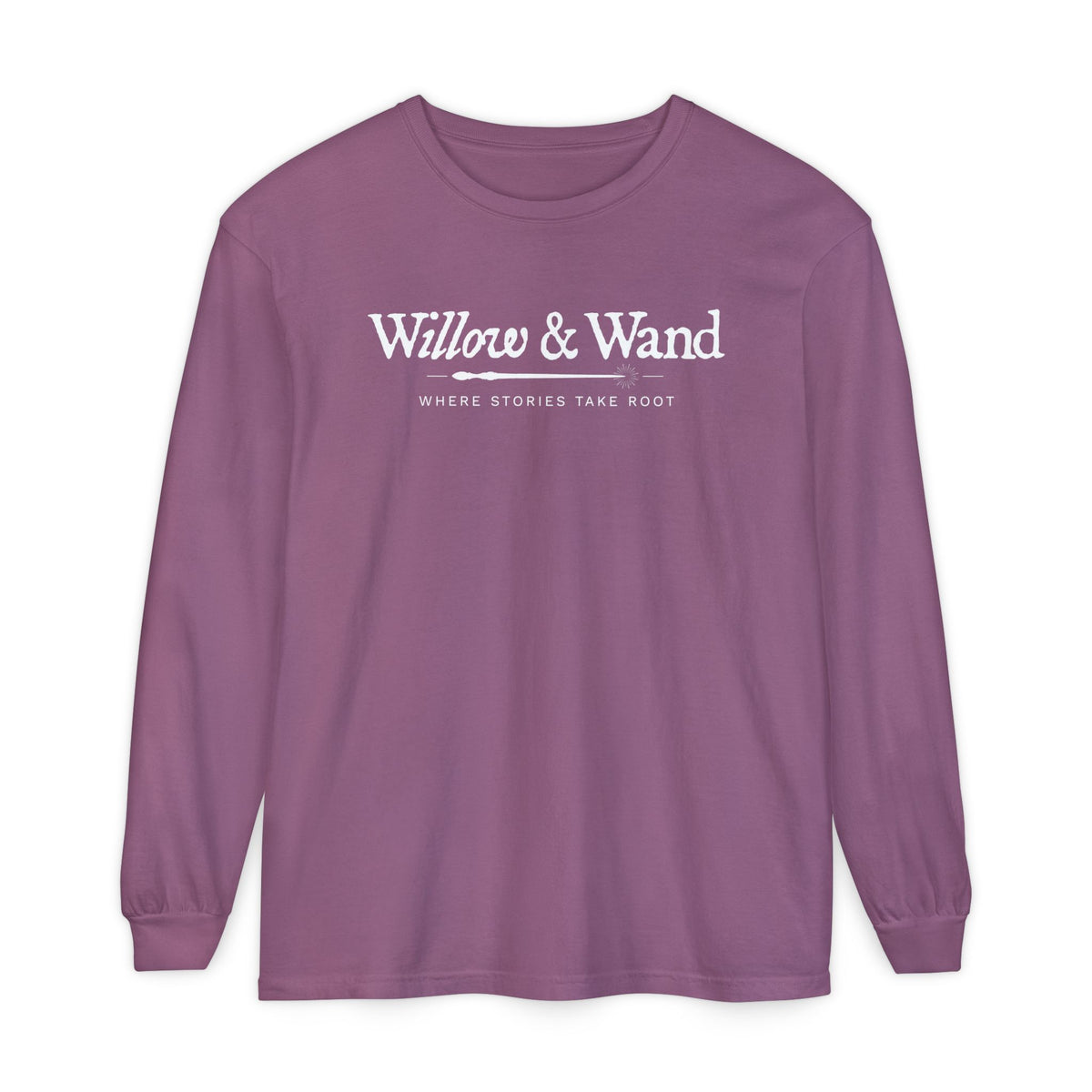 Willow & Wand Long Sleeve T-Shirt — "Where Stories Take Root" Literary Tee