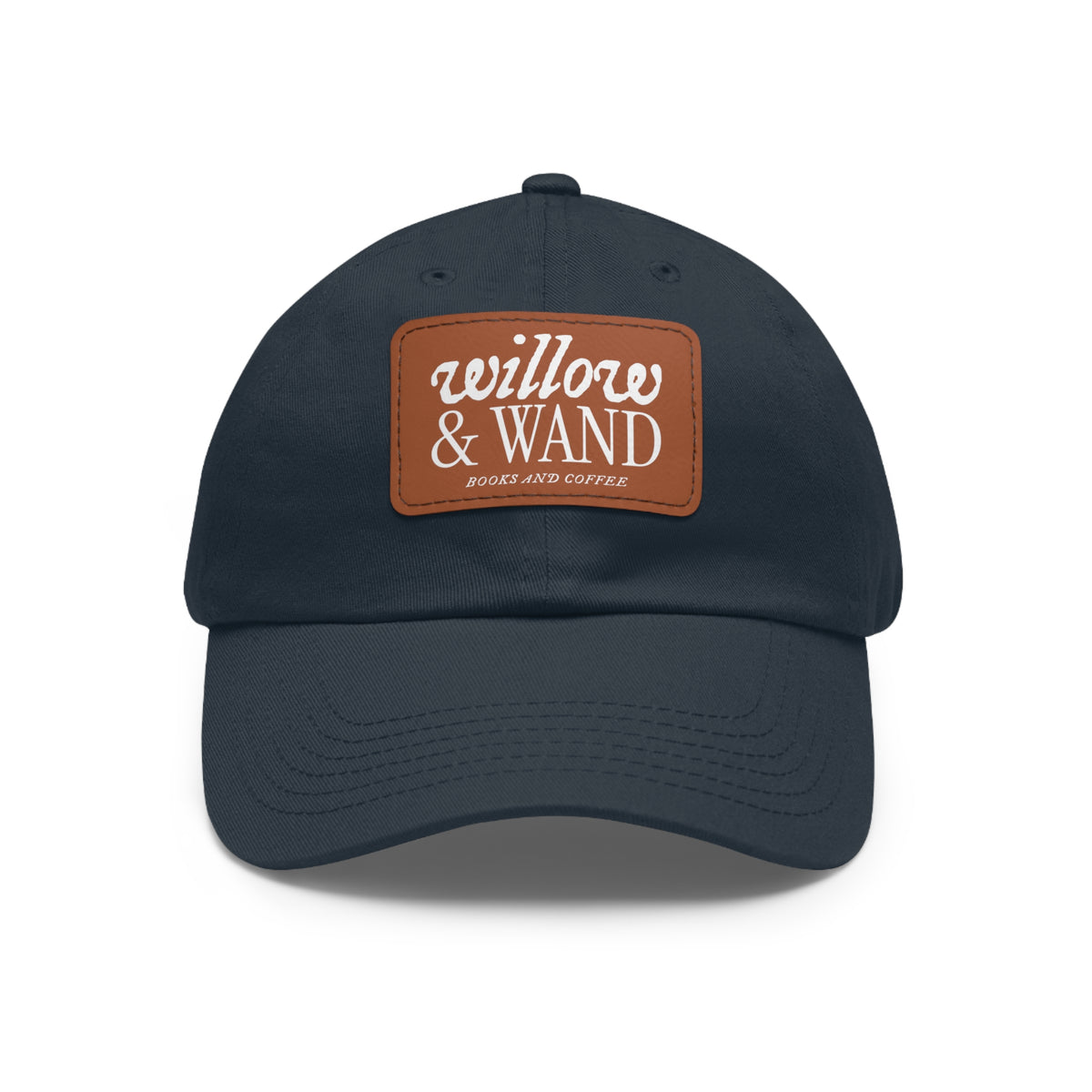 Willow & Wand Leather Patch Dad Hat — Coffee Shop Retro Logo Cap